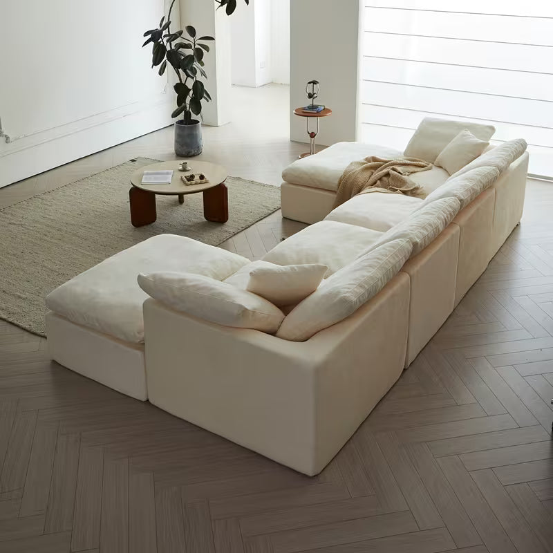 Flex Sofa | 139" Chenille Modular Convertible Sofa-Bed with 2 Ottomans — product view 4