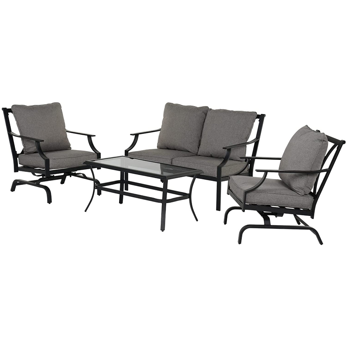 LOUNGE YARD Newport Set Patio Furniture Set Outdoor Steel Motion Conversation Set — product view 4