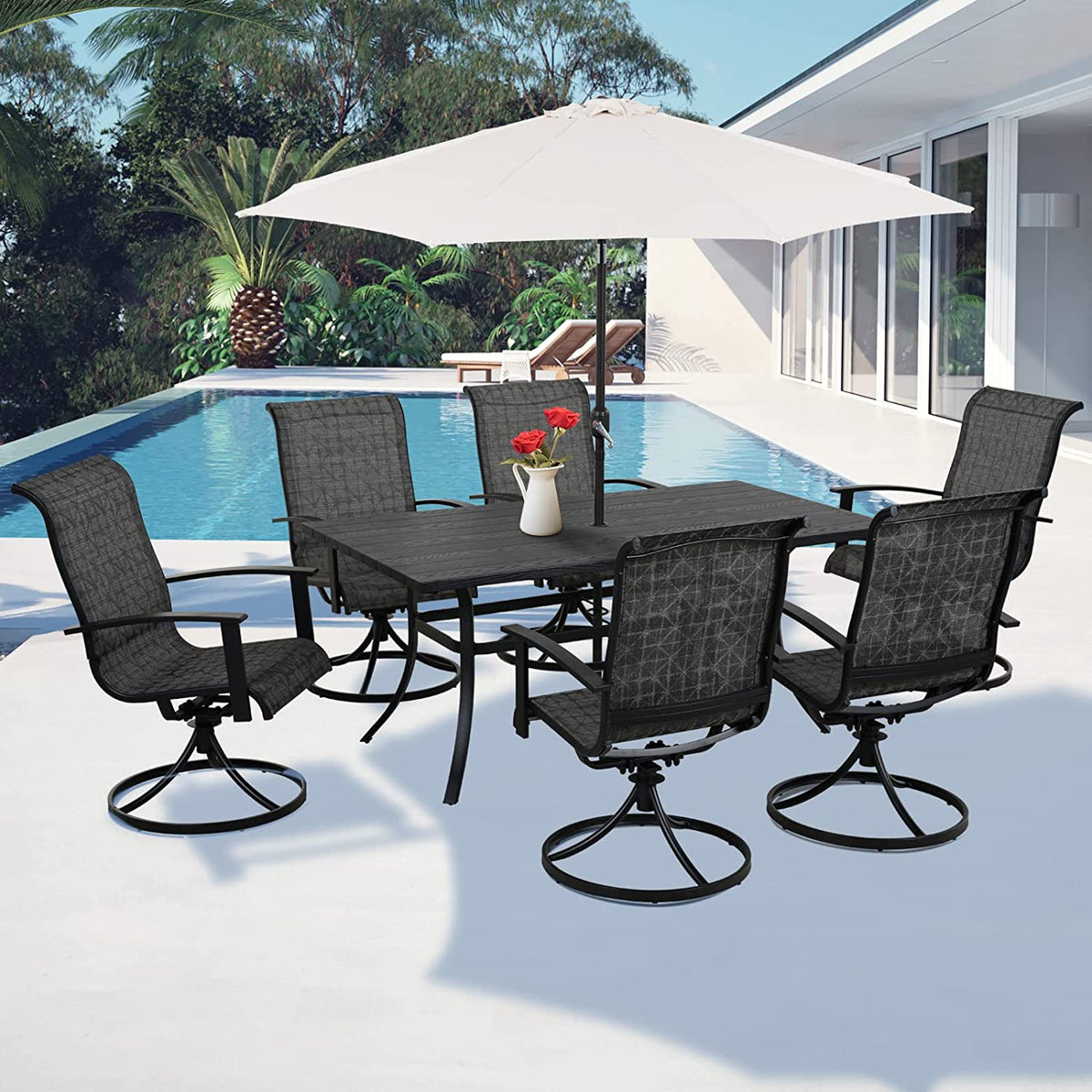 LOUNGE YARD Outdoor Dining Set - Black & Grey Plaid — product view 5