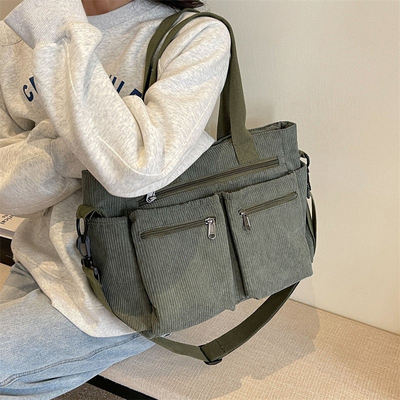 LoungeYard | Solid Color Corduroy Tote Bag — product view 5