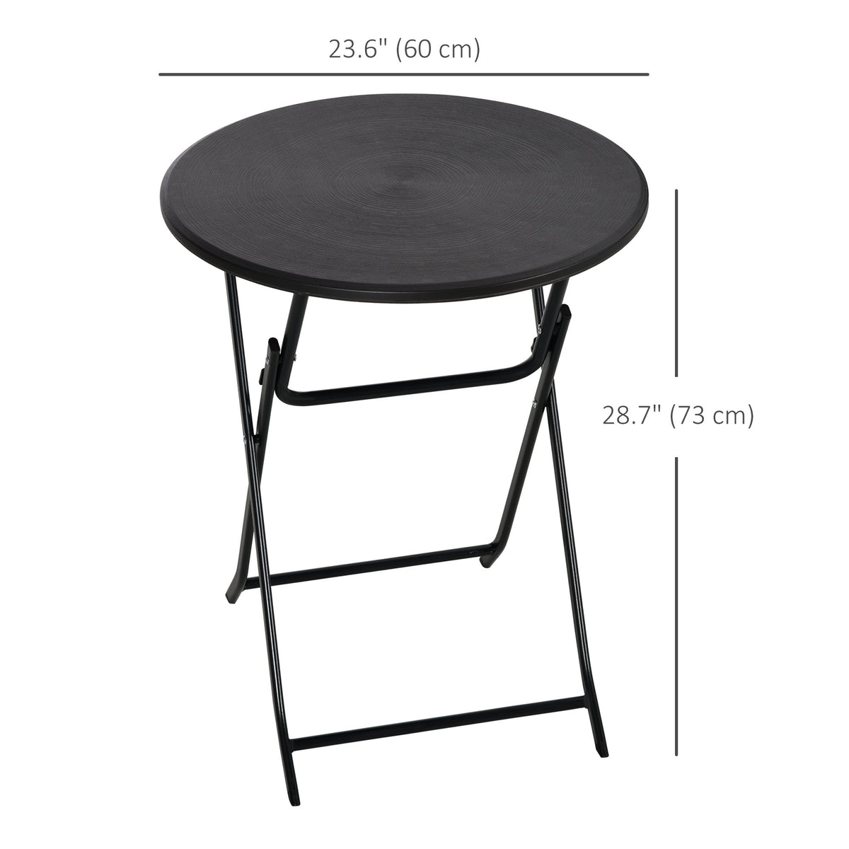 23.6" Folding Outdoor Coffee Table with HDPE Top, Dark Grey — product view 5