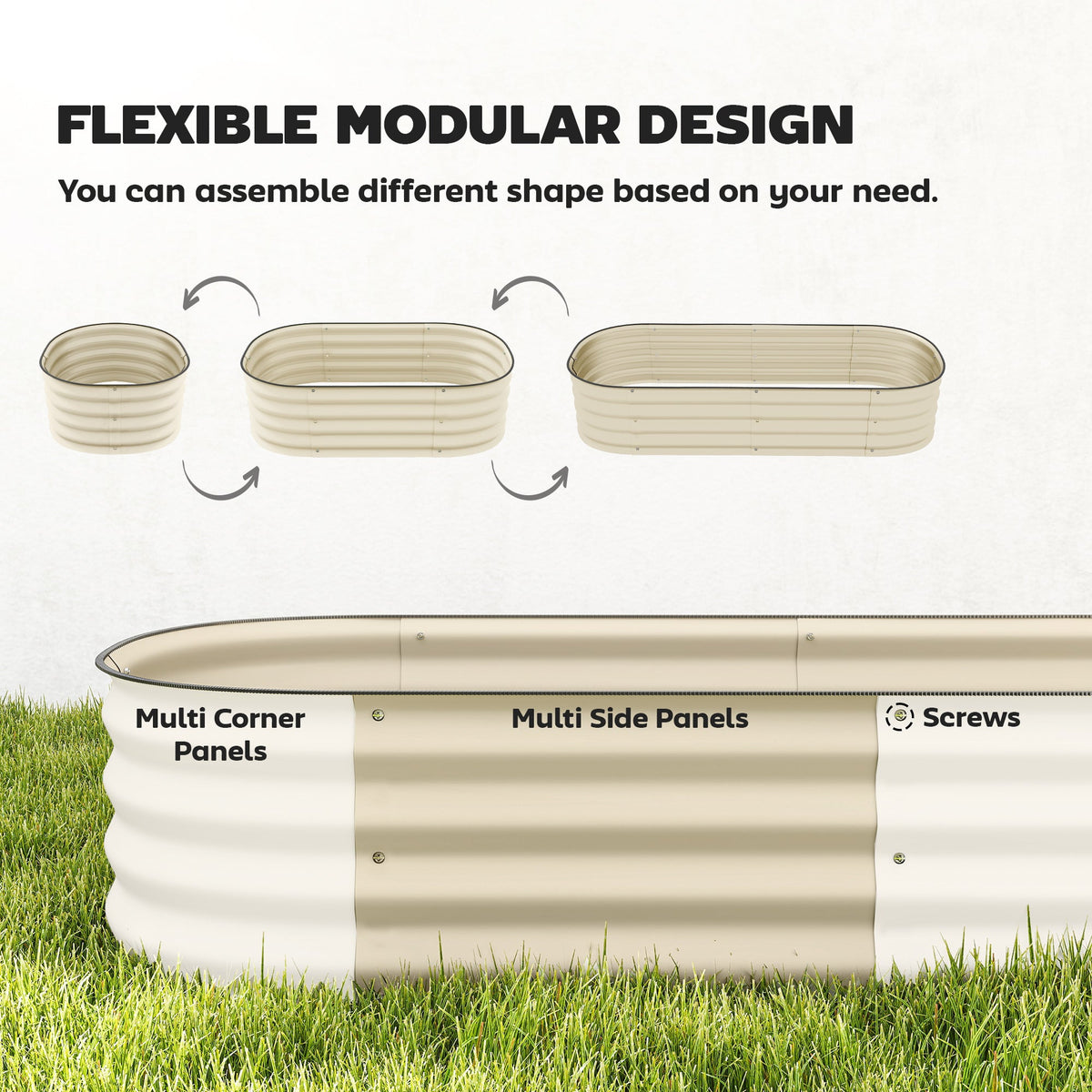 5' x 2' x 1' Galvanized Raised Garden Bed Kit, Cream — product view 6
