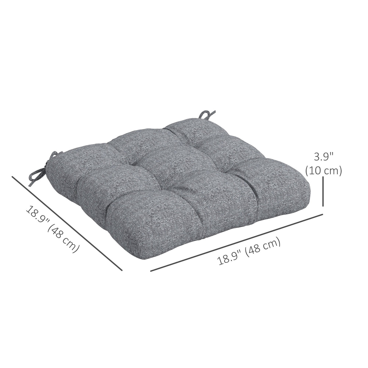4-Piece Patio Chair Cushions Set with Ties, 19" x 19" x 4" — product view 5