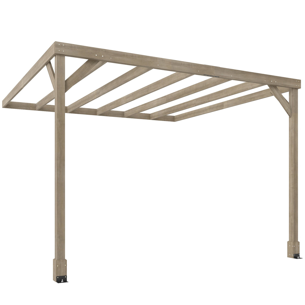 PerArbor 3 x 3 m Lean-To Wooden Pergola Kit, Light Brown — product view 2