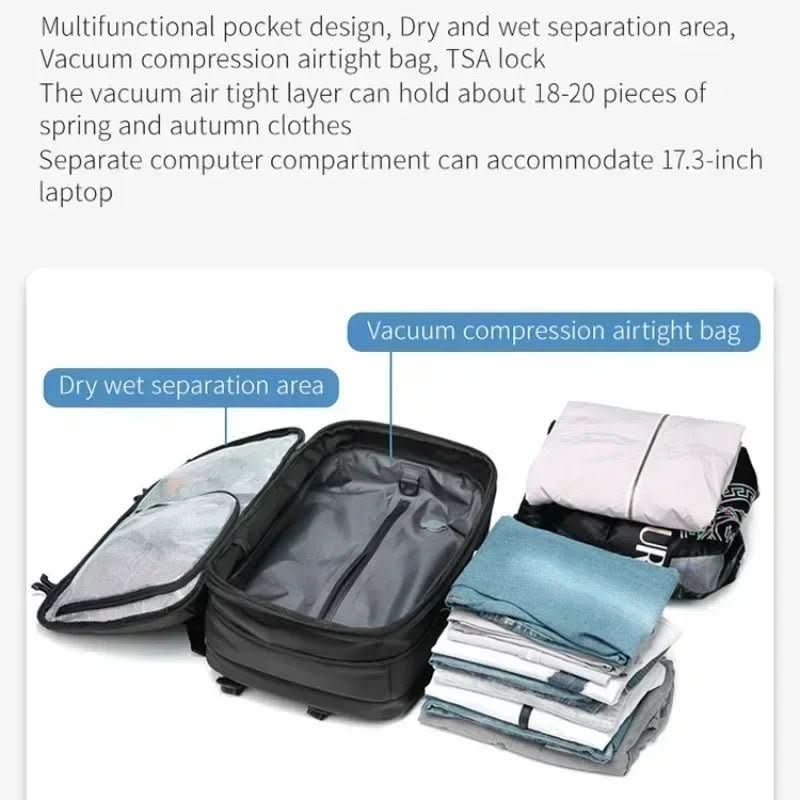 LoungeYard | Compressible travel backpack with laptop compartment — product view 3