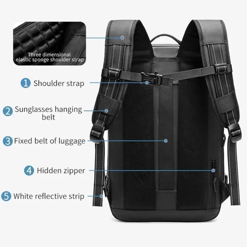 LoungeYard | Compressible travel backpack with laptop compartment — product view 5