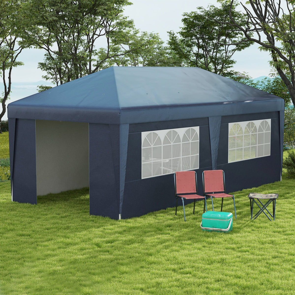 10' x 19.5' Pop Up Canopy Tent with Sidewalls, Dark Blue — product view 4