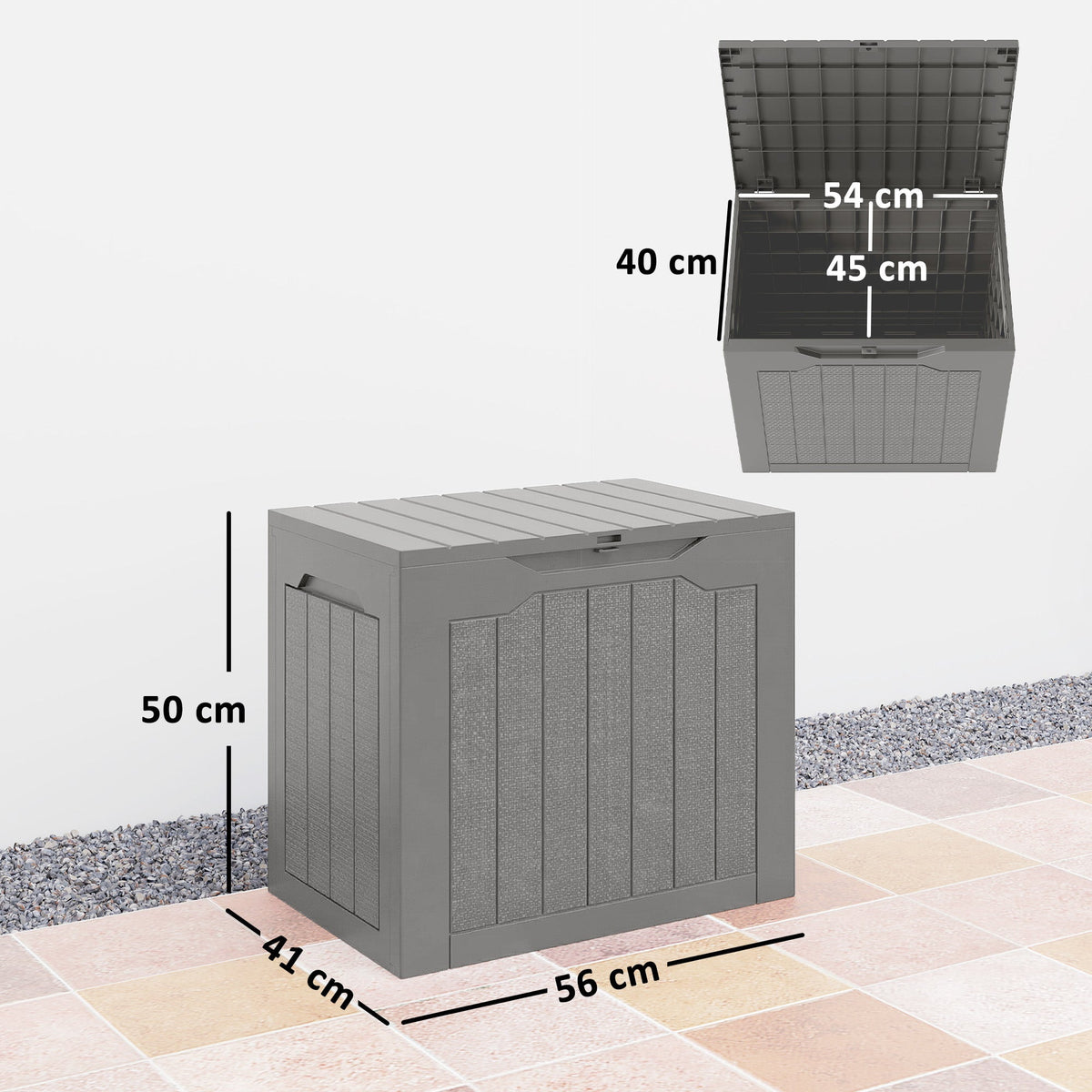 93L Plastic Garden Storage Box with Handles, Khaki — product view 5