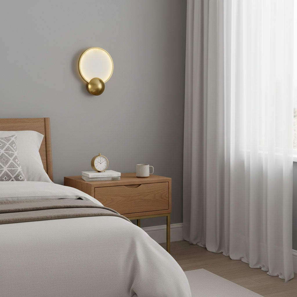 Accent Alabaster Wall Sconce Gold Brushed LED Dimmable Bedroom Living Room — 9.8 Inch — product view 4