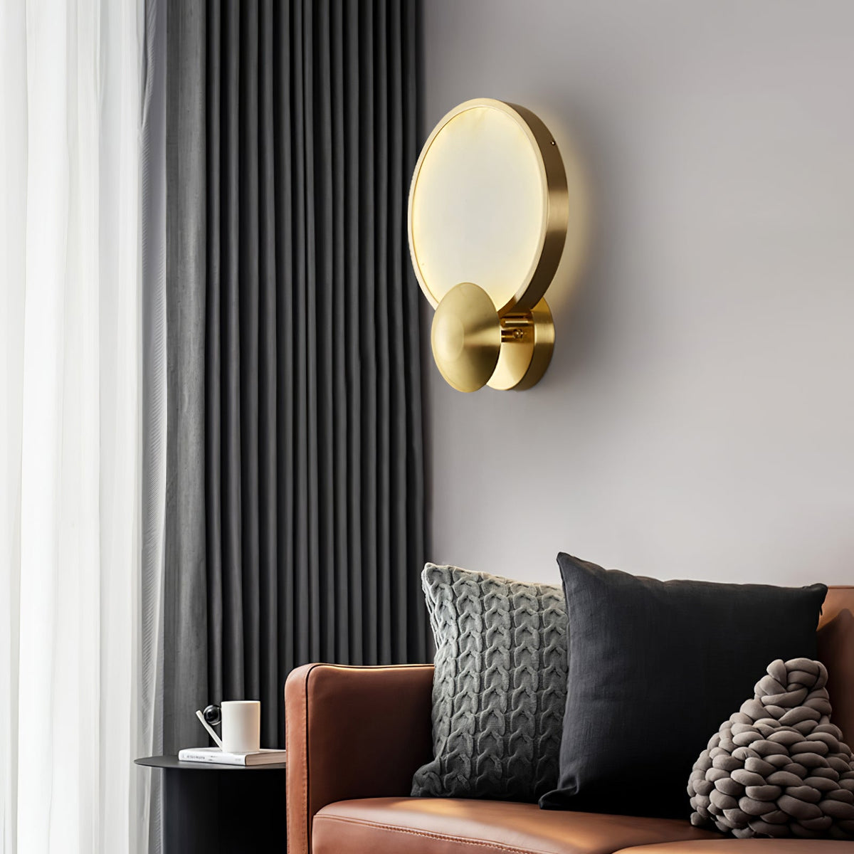 Accent Alabaster Wall Sconce Gold Brushed LED Dimmable Bedroom Living Room — 9.8 Inch — product view 3