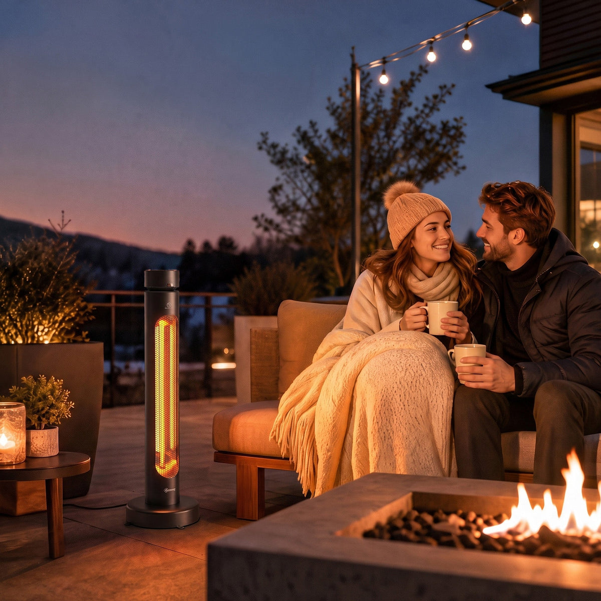 2000W Electric Infrared Patio Heater with Remote & Oscillation, 8H Timer, Black — product view 4