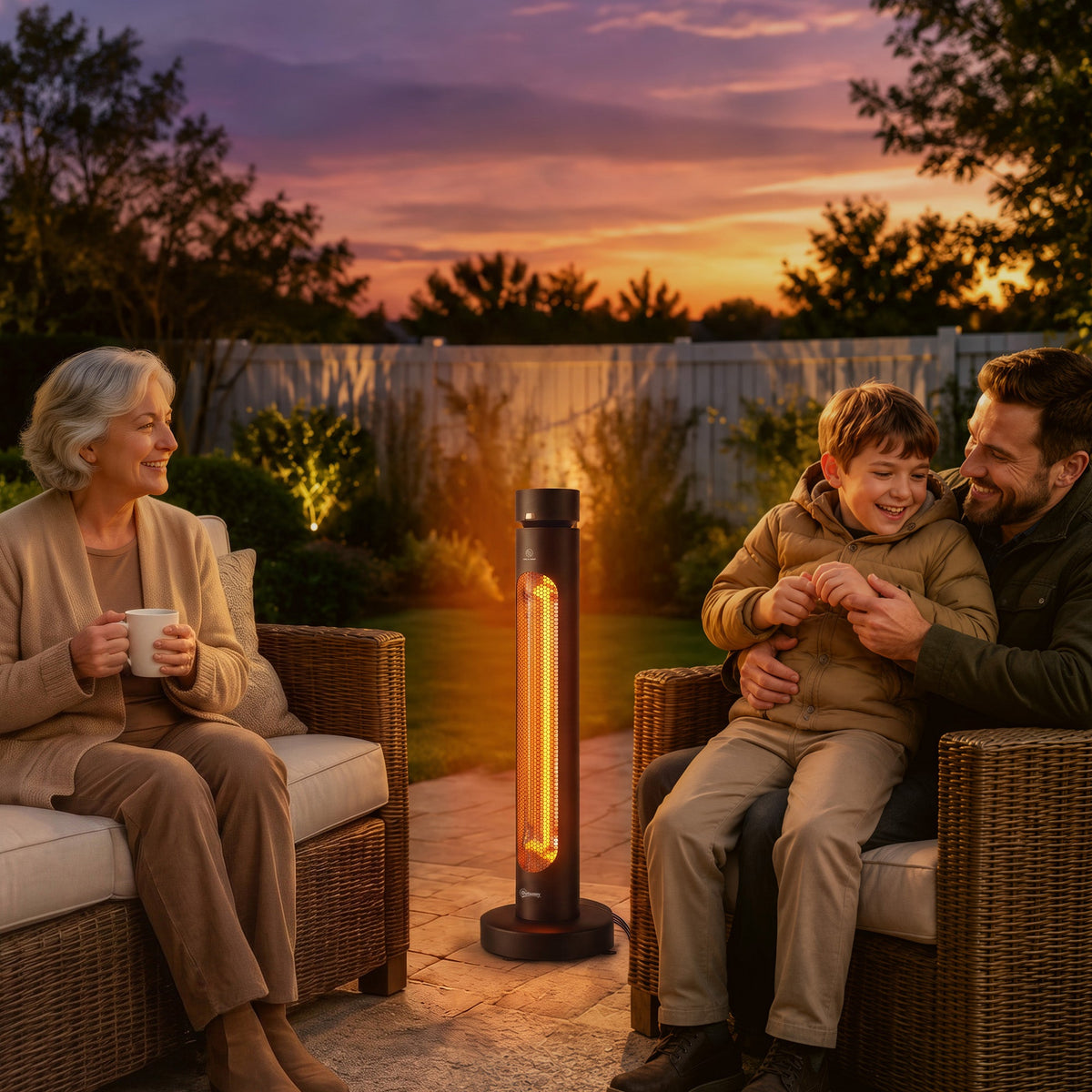 2000W Electric Infrared Patio Heater with Remote & Oscillation, 8H Timer, Black — product view 3