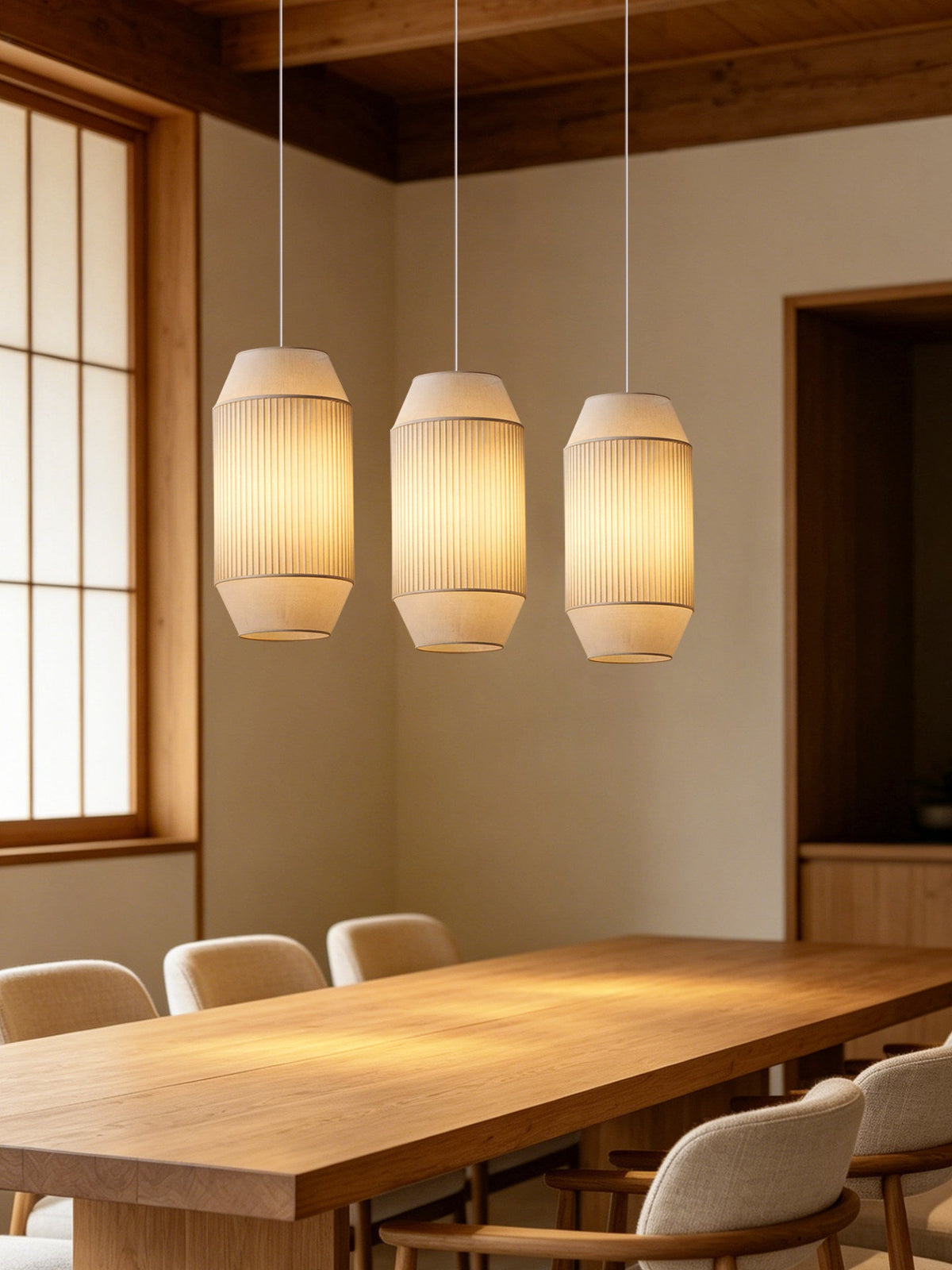 Alder Fluted Fabric Pendant Lamp — product view 4