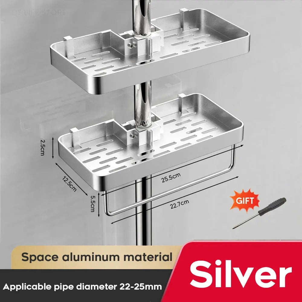 LoungeYard | Aluminum Shower Shelf Without Drilling | Practical Shower Tray — product view 5