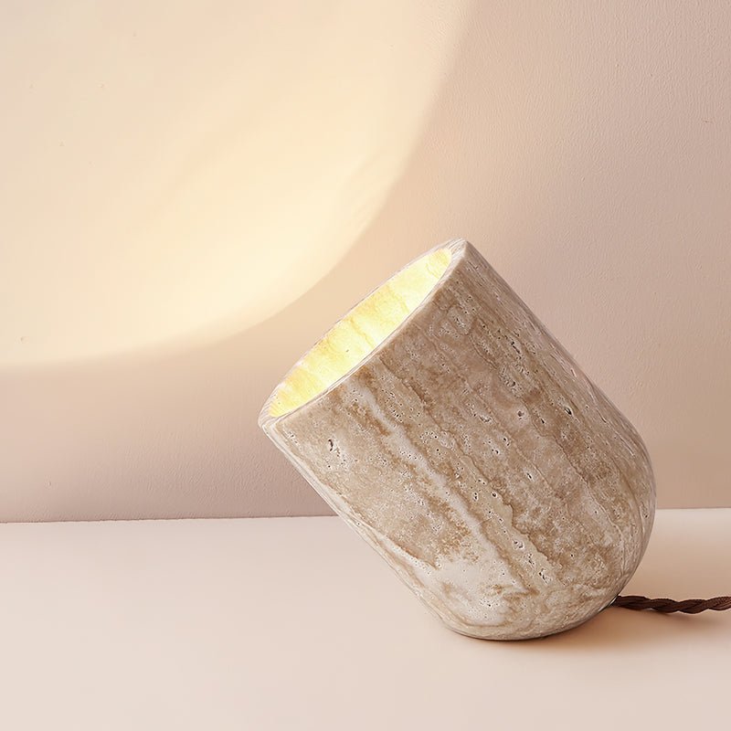 Mysilarae Tapered Block Travertine Table Lamp — product view 1
