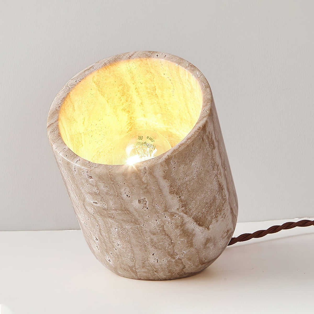 Mysilarae Tapered Block Travertine Table Lamp — product view 5