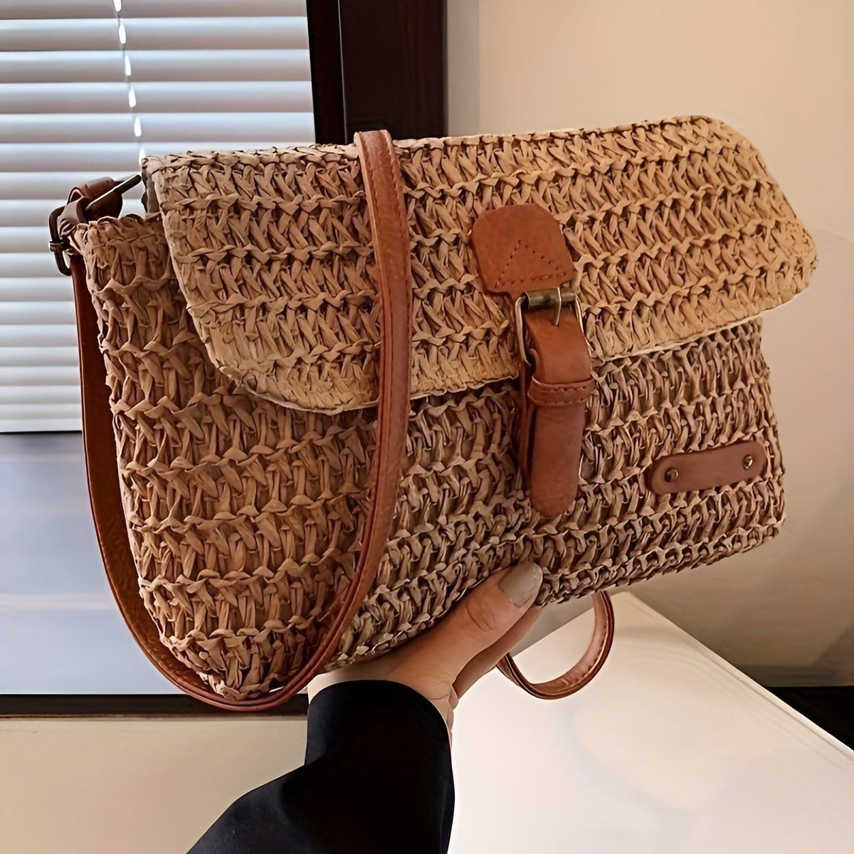 LoungeYard | Woven Beach Bag – Lightweight Summer Tote for Beach & Everyday Use — product view 3