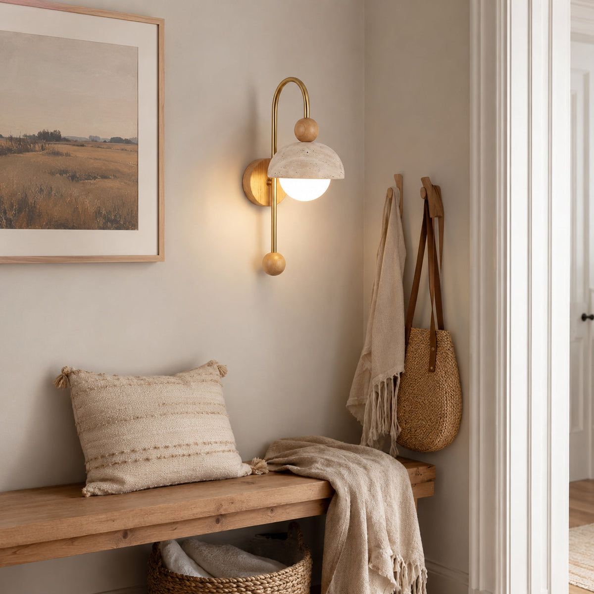 Ansa Travertine Wall Sconce — product view 2