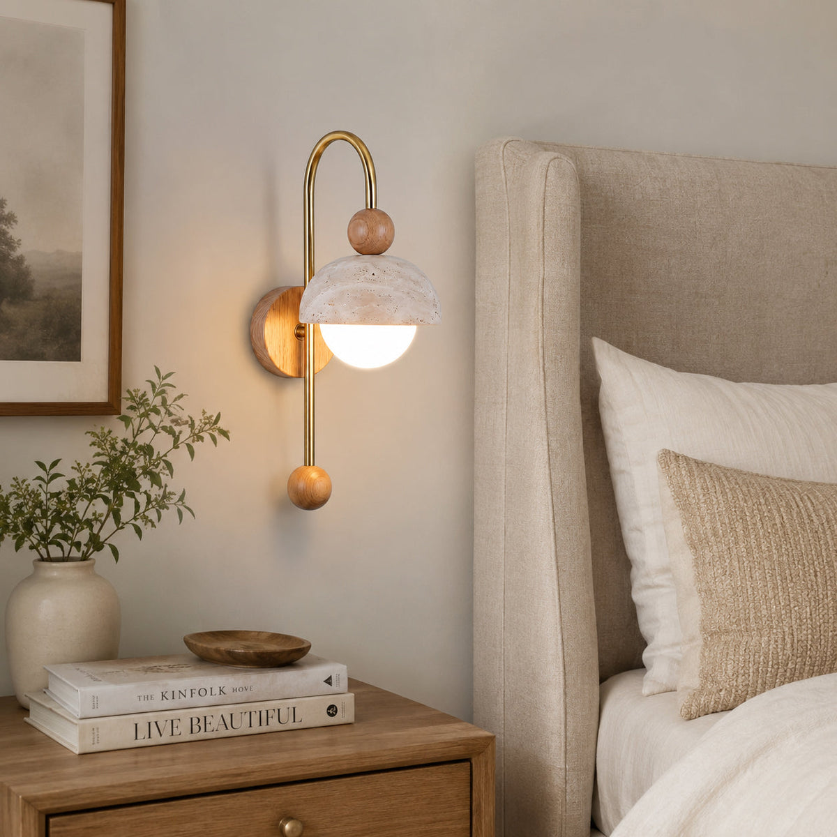Ansa Travertine Wall Sconce — product view 3