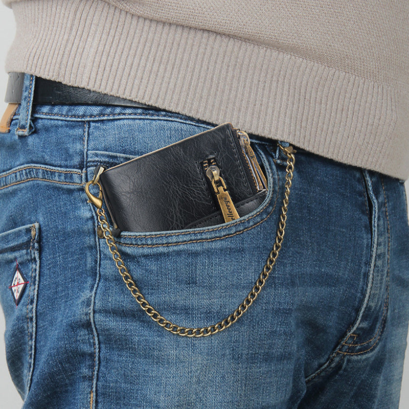 LoungeYard | Men's RFID Wallet with Chain, Retro Bifold Card Holder Wallet — product view 2