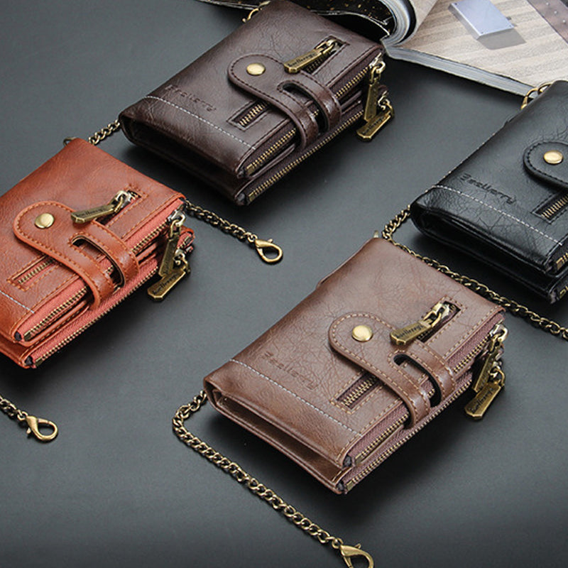 LoungeYard | Men's RFID Wallet with Chain, Retro Bifold Card Holder Wallet — product view 4