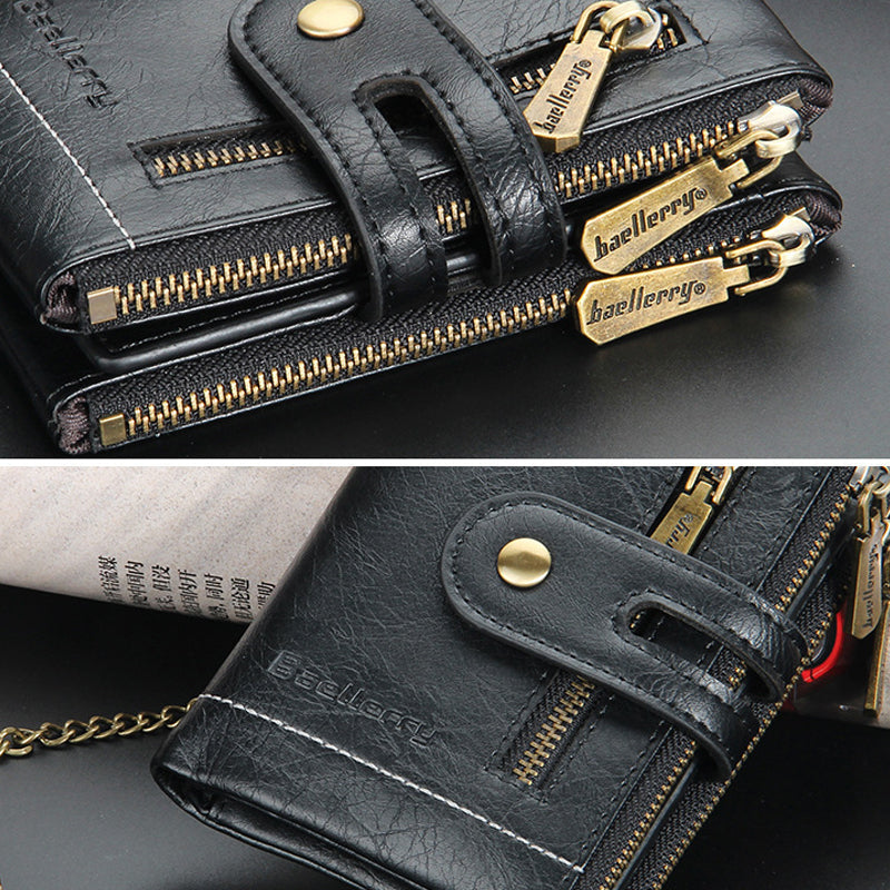 LoungeYard | Men's RFID Wallet with Chain, Retro Bifold Card Holder Wallet — product view 6