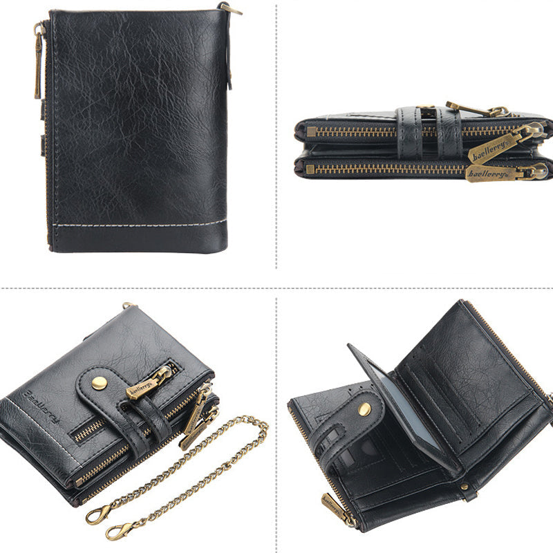 LoungeYard | Men's RFID Wallet with Chain, Retro Bifold Card Holder Wallet — product view 7