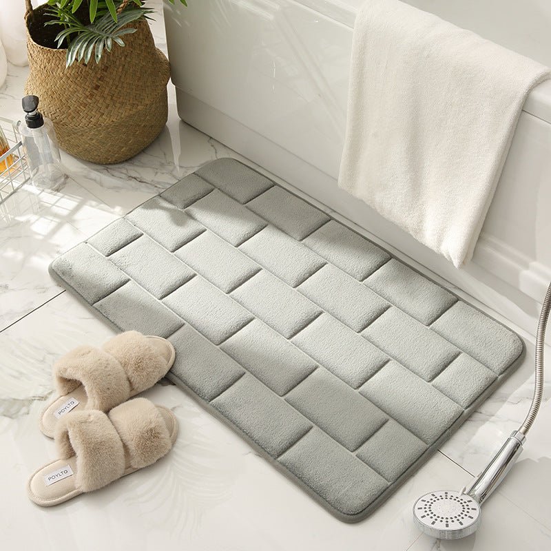 LoungeYard | Non-slip Bath Mat Beige Brick Pattern | Bath Mats — product view 3
