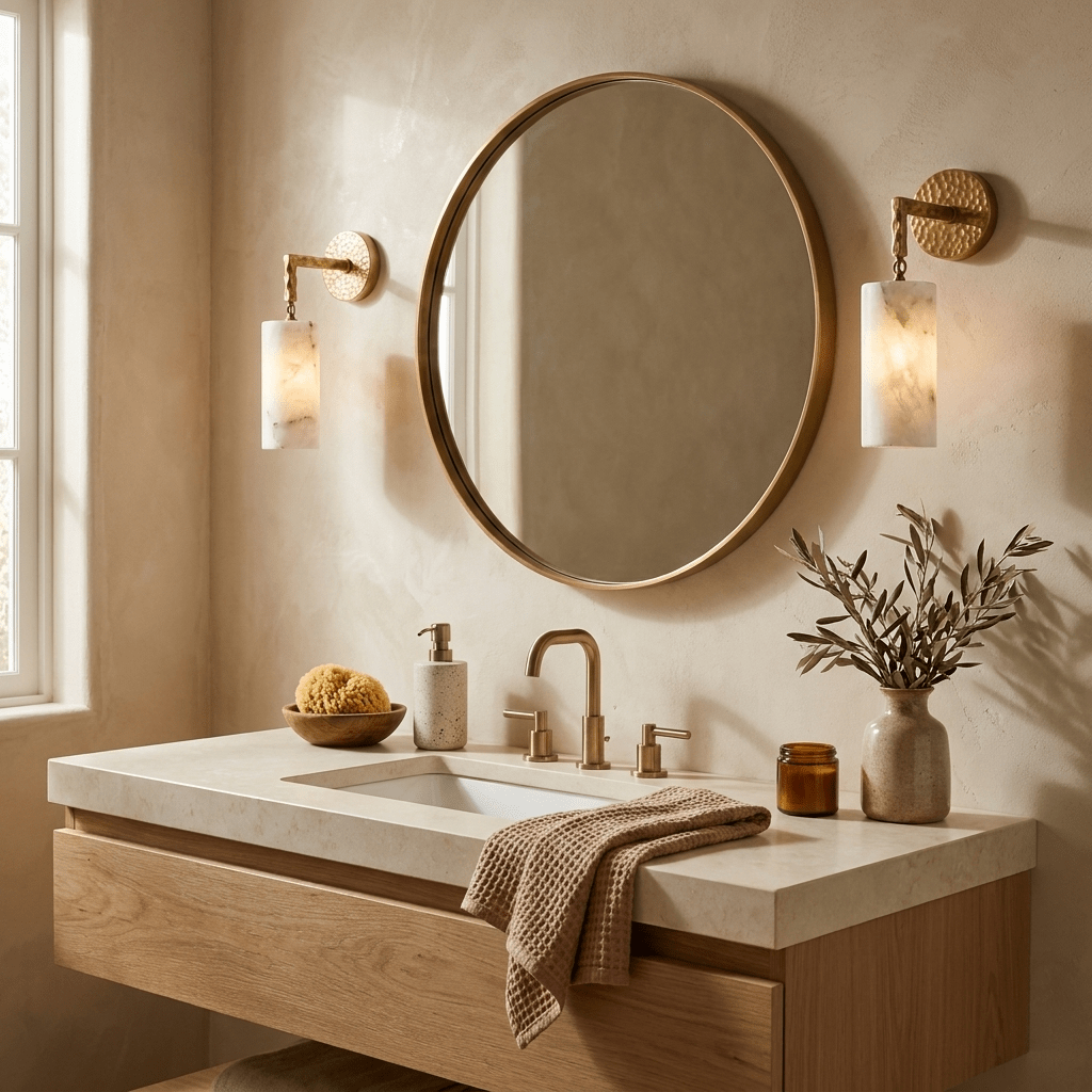 Anvil Hammered Alabaster Wall Sconce — product view 2
