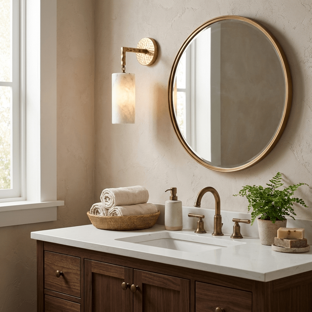 Anvil Hammered Alabaster Wall Sconce — product view 3