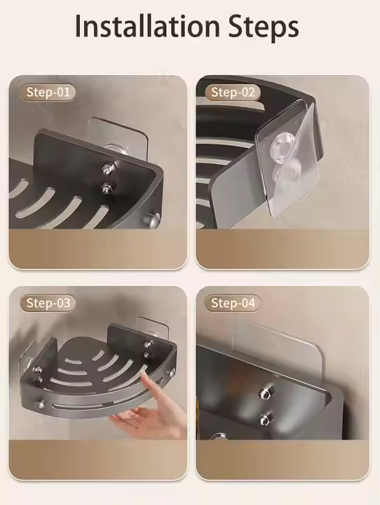 LoungeYard | AquaLock Shower Shelf | Shower Tray No Drilling Transparent — product view 6