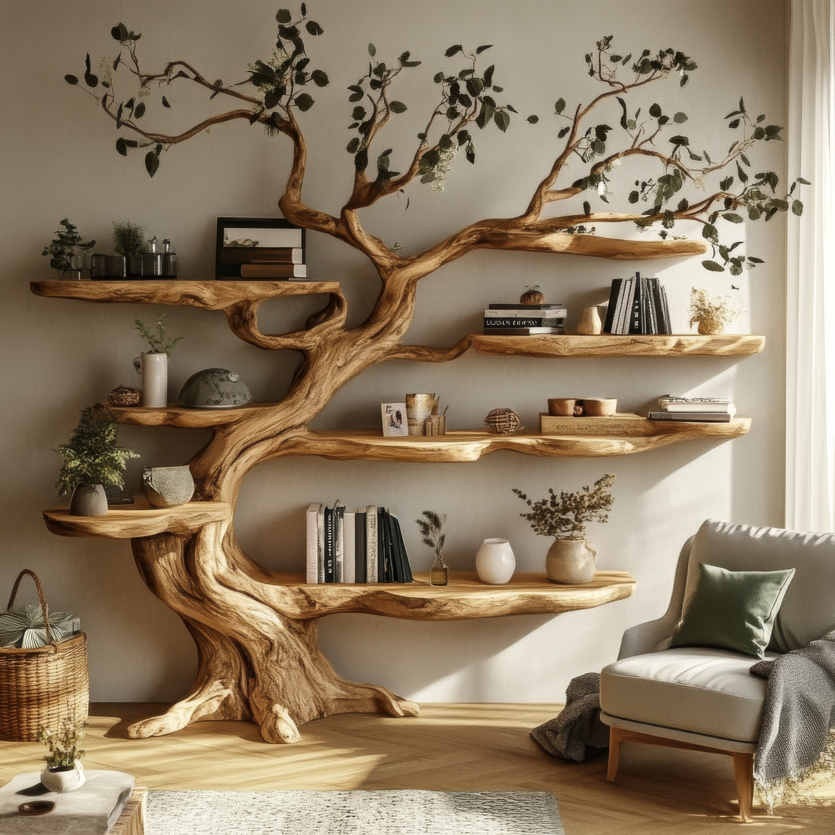 Arborealis Sculpted Solid Wood Tree Bookshelf — product view 1