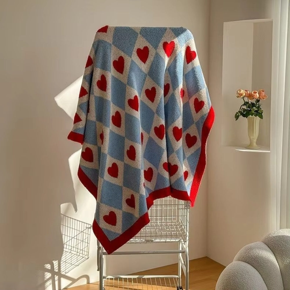 LoungeYard | Argyle Scarlet Heart Soft Blanket — product view 5