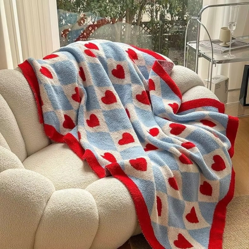 LoungeYard | Argyle Scarlet Heart Soft Blanket — product view 4