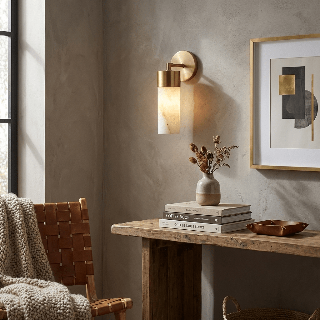 Aurelia Alabaster Cylinder Wall Sconce — product view 2