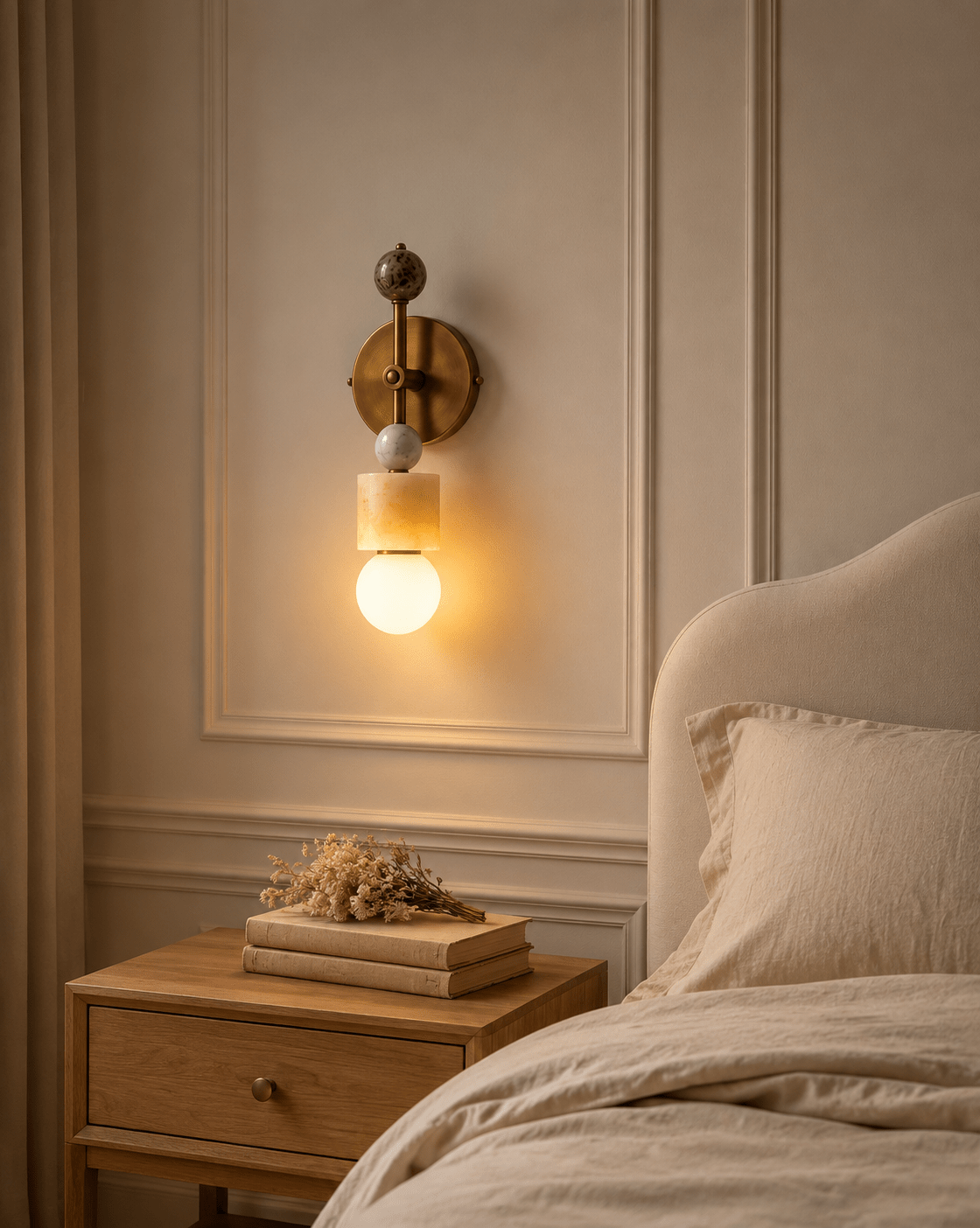 Aurevia Brass Marble Wall Sconce — product view 3