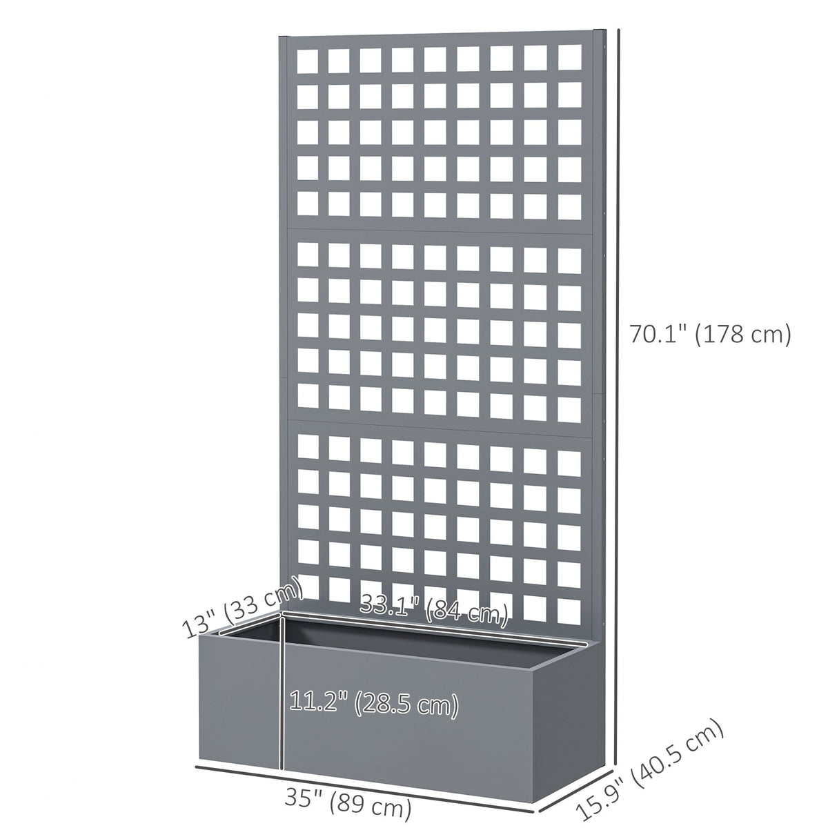 35" x 16" x 70" Raised Garden Bed with Trellis and Privacy Screen, Grey Wood Effect — product view 5