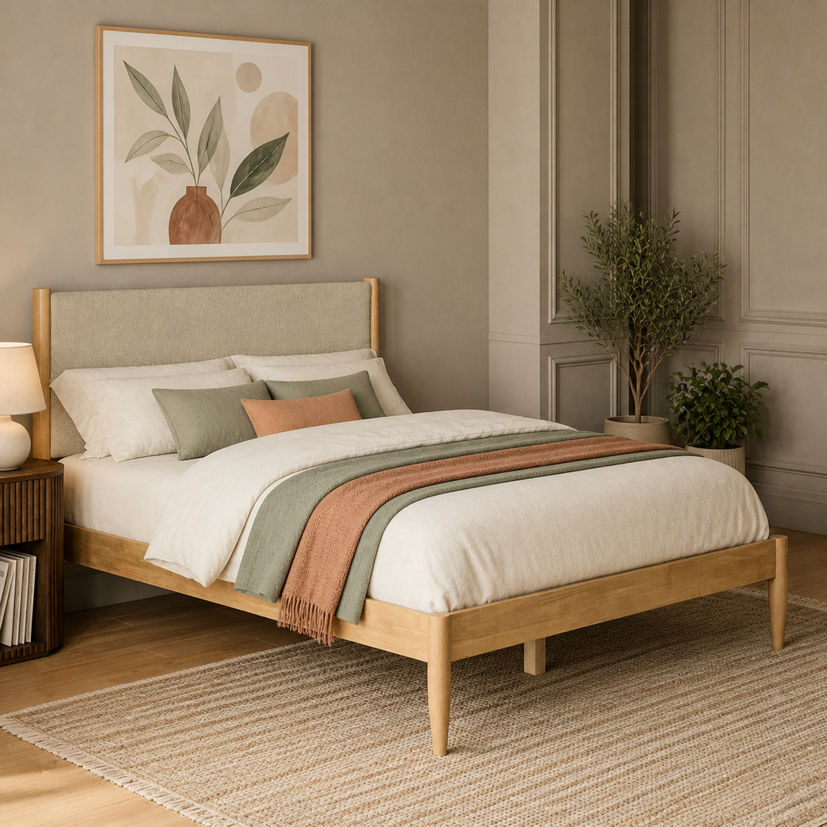 Grevane Scalpay Solid Wood Boucle Bed — product view 2