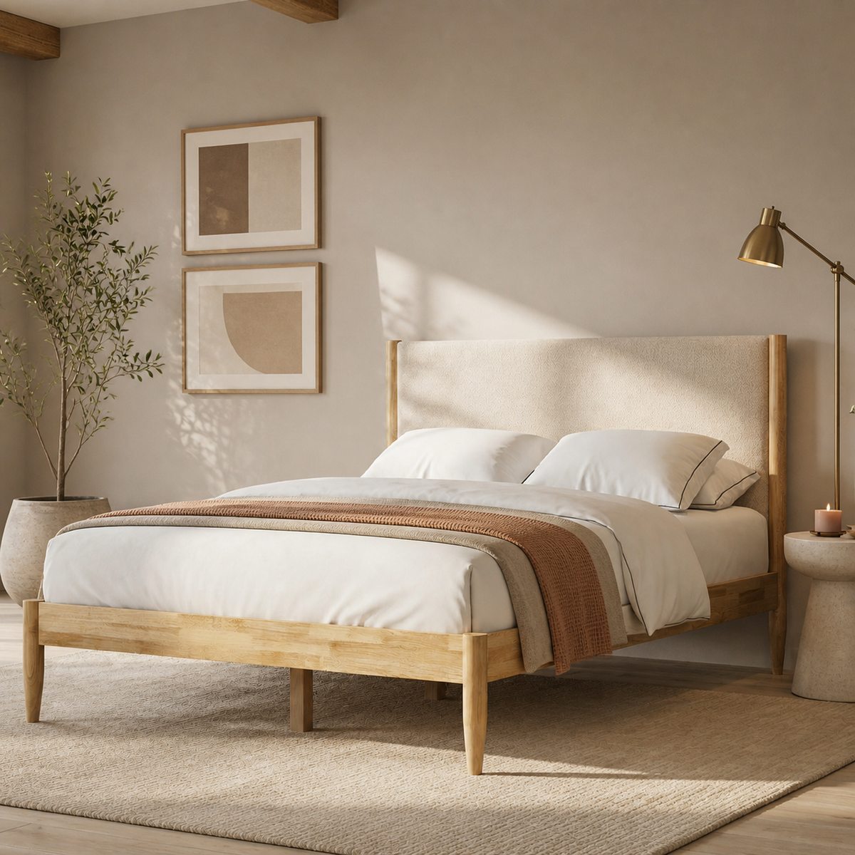 Grevane Scalpay Solid Wood Boucle Bed — product view 4