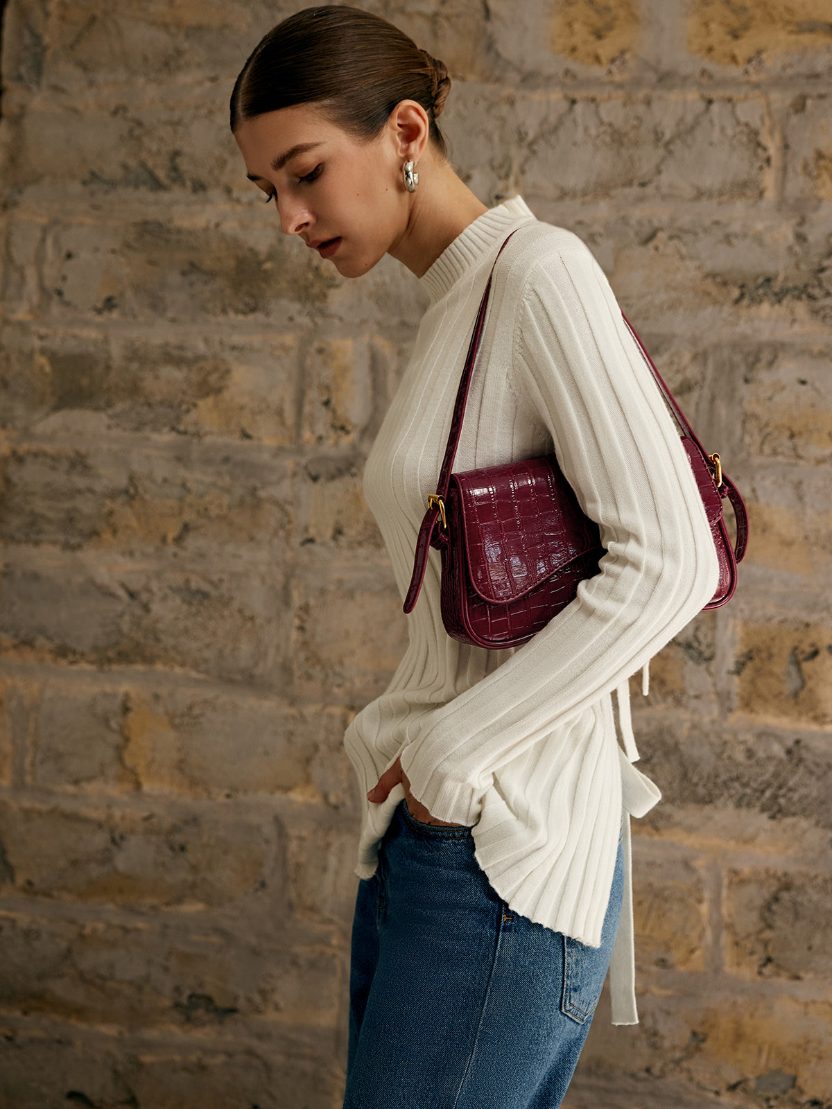 LoungeYard | Ladies Shoulder Bag Checked Pattern One Size Polyurethane — product view 3
