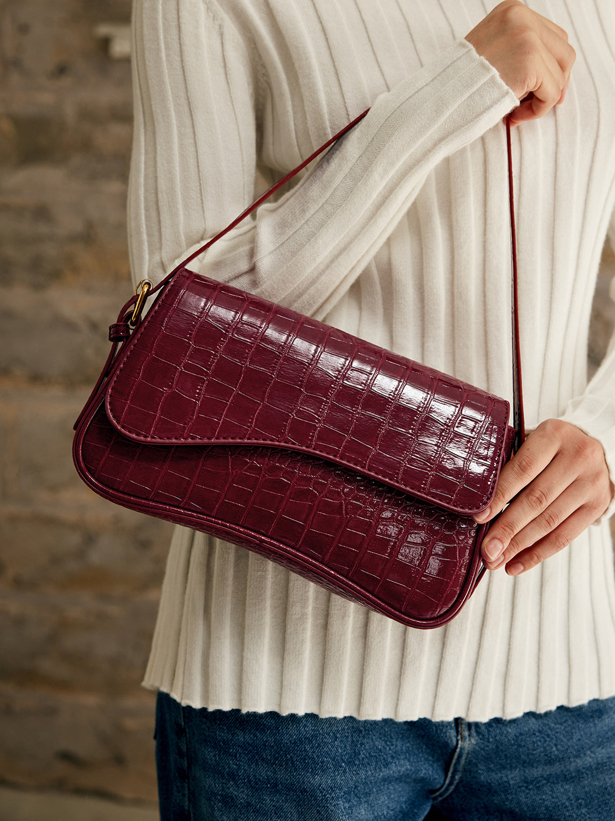 LoungeYard | Ladies Shoulder Bag Checked Pattern One Size Polyurethane — product view 6