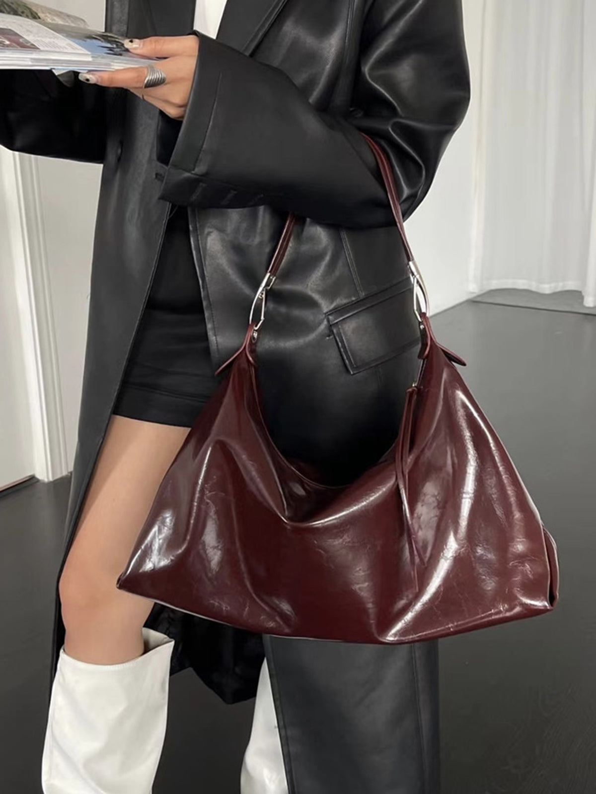 LoungeYard | Ladies Hobo Bag Black One Size Polyurethane — product view 1