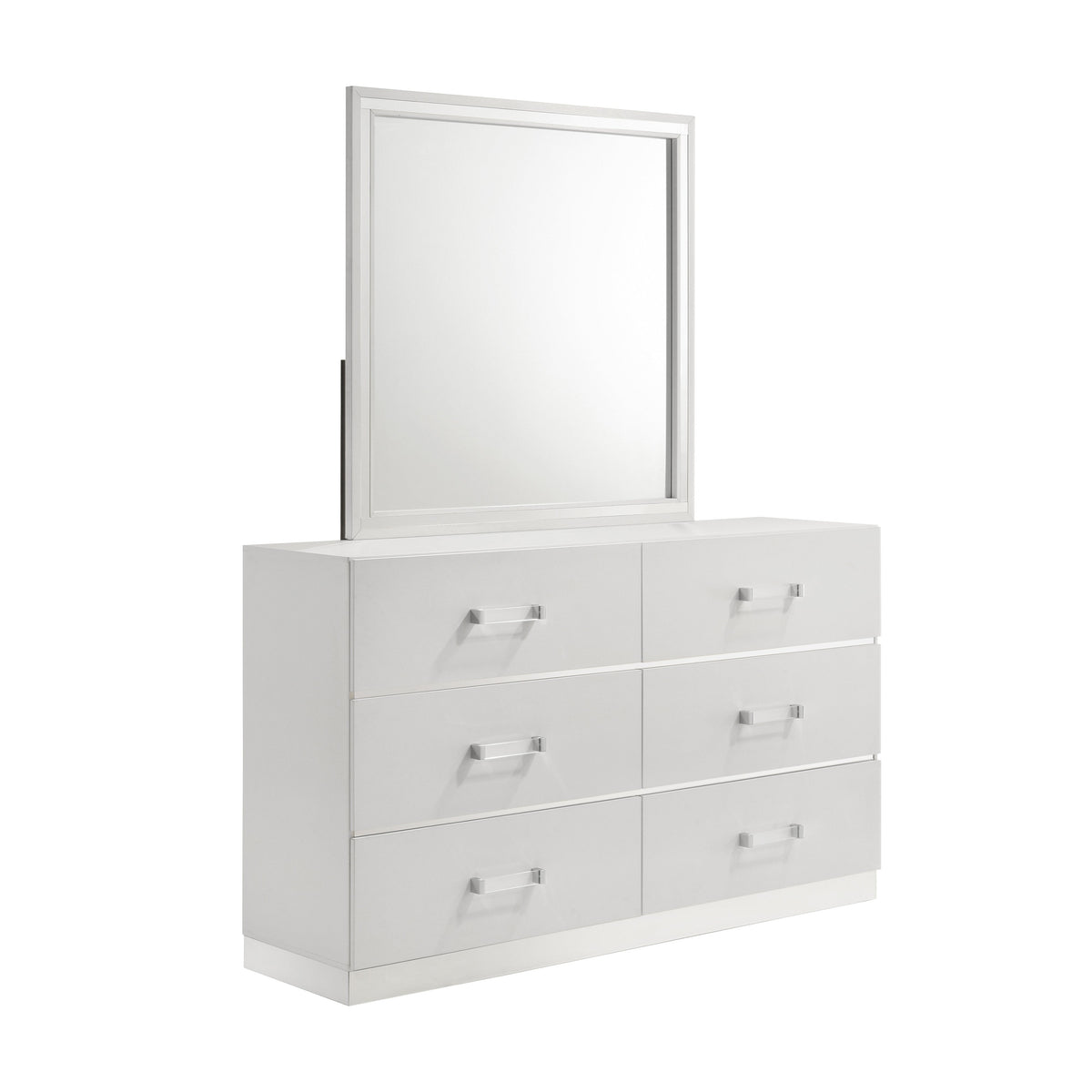 Europa Modern White Dresser with Silver Accents | Europa — product view 5