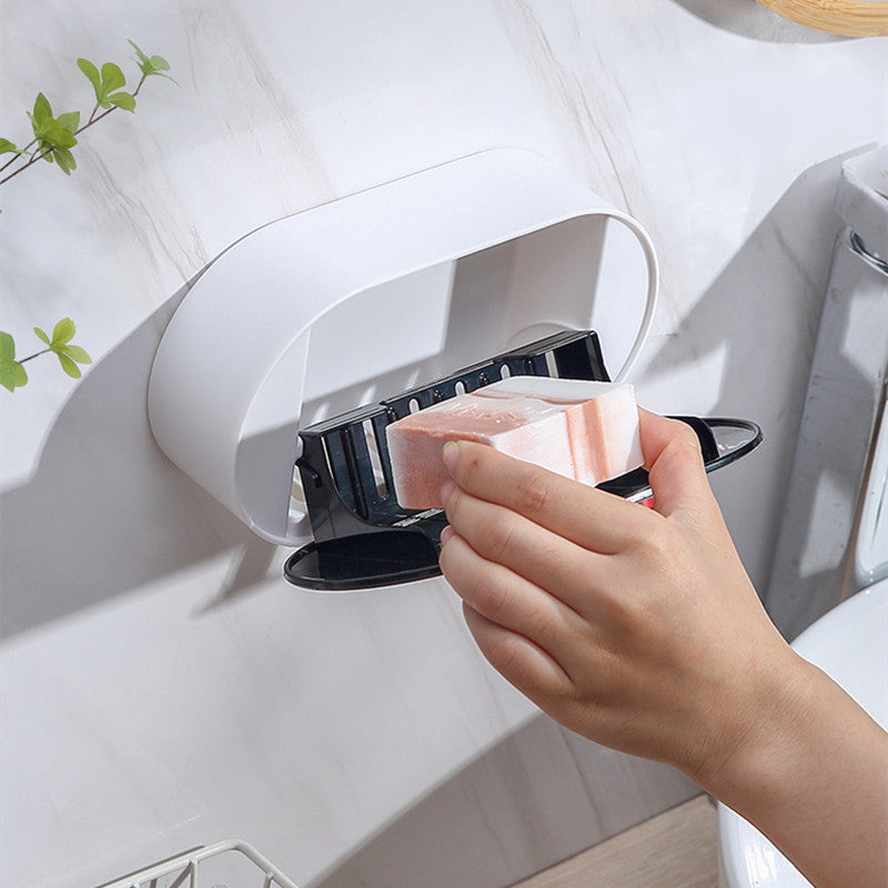 LoungeYard | Hole-free Wall-Mounted Drainage Flip-Top Soap Box — product view 2