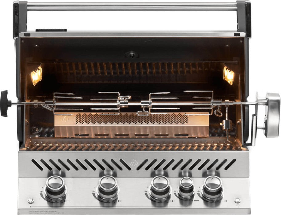 Napoleon - Prestige Pro 500 - Built-in Natural Gas/Propane Grill with Infrared Rear Burner &amp; Rotisserie Kit