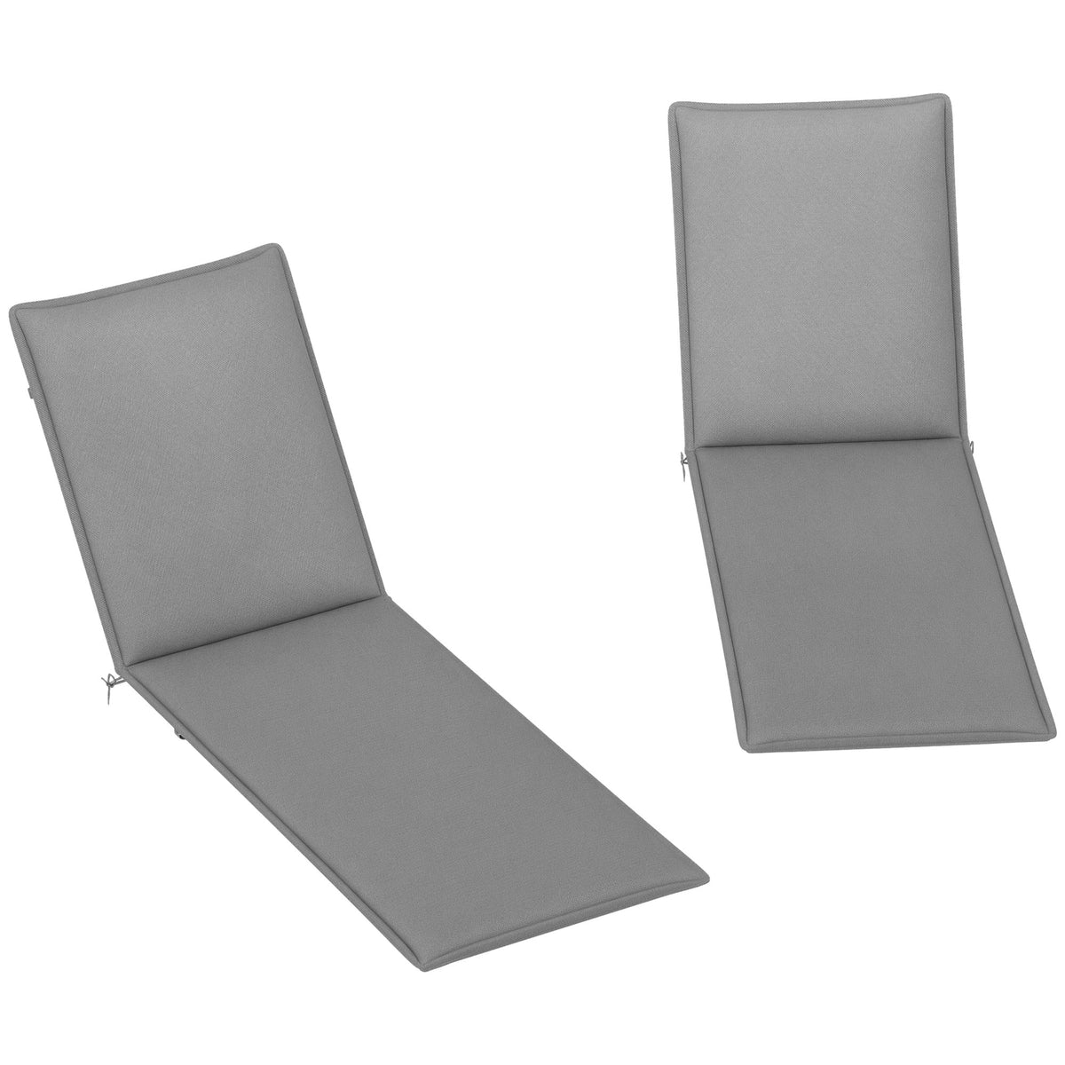 2-Piece Outdoor Lounge Chair Cushions, 76" x 23", Gray — product view 1