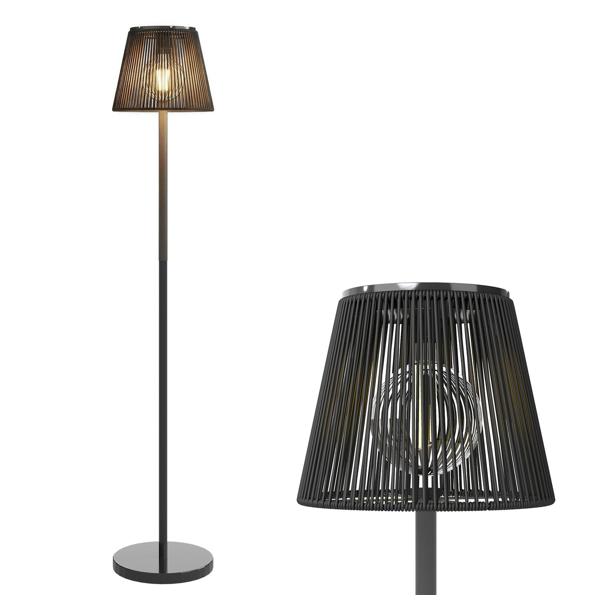 Outdoor Solar Floor Lamp with Light Sensor, Adjustable Height, Black — product view 2