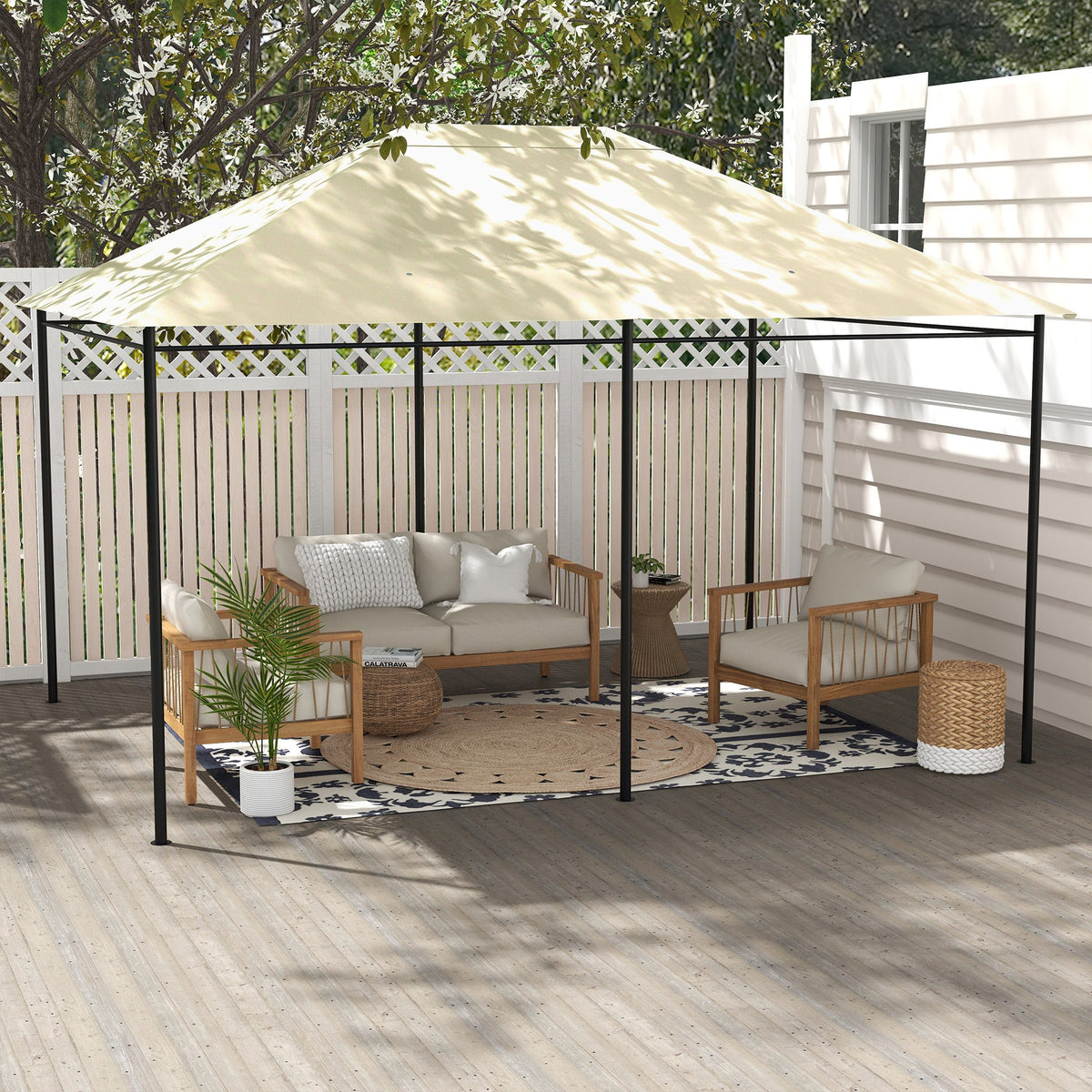 10' x 13' Gazebo Replacement Canopy Top Cover, Cream White — product view 4
