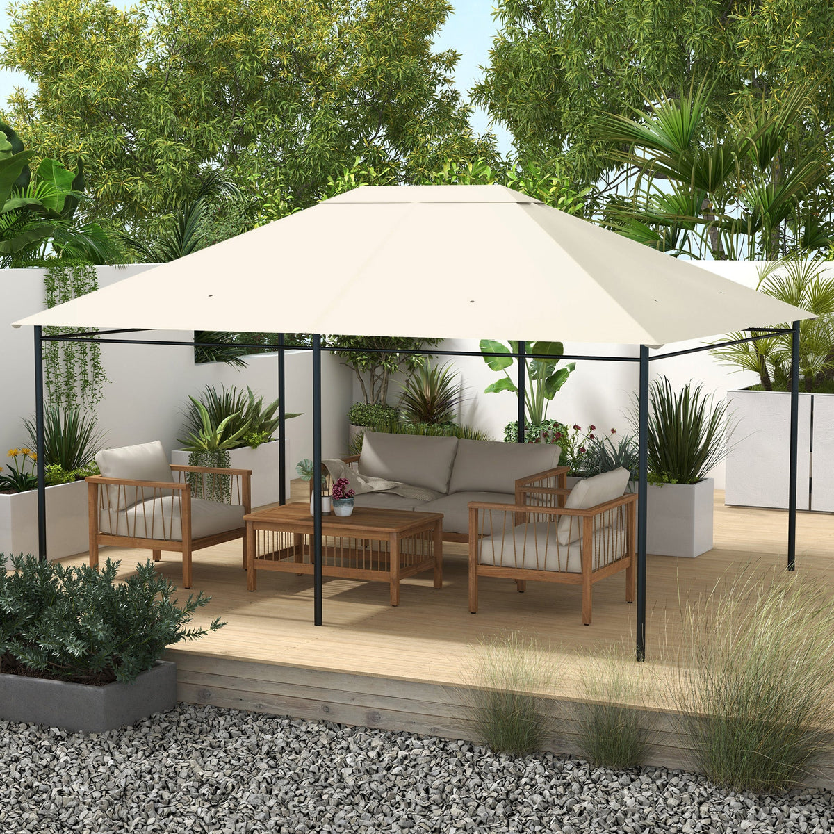 10' x 13' Gazebo Replacement Canopy Top Cover, Cream White — product view 3