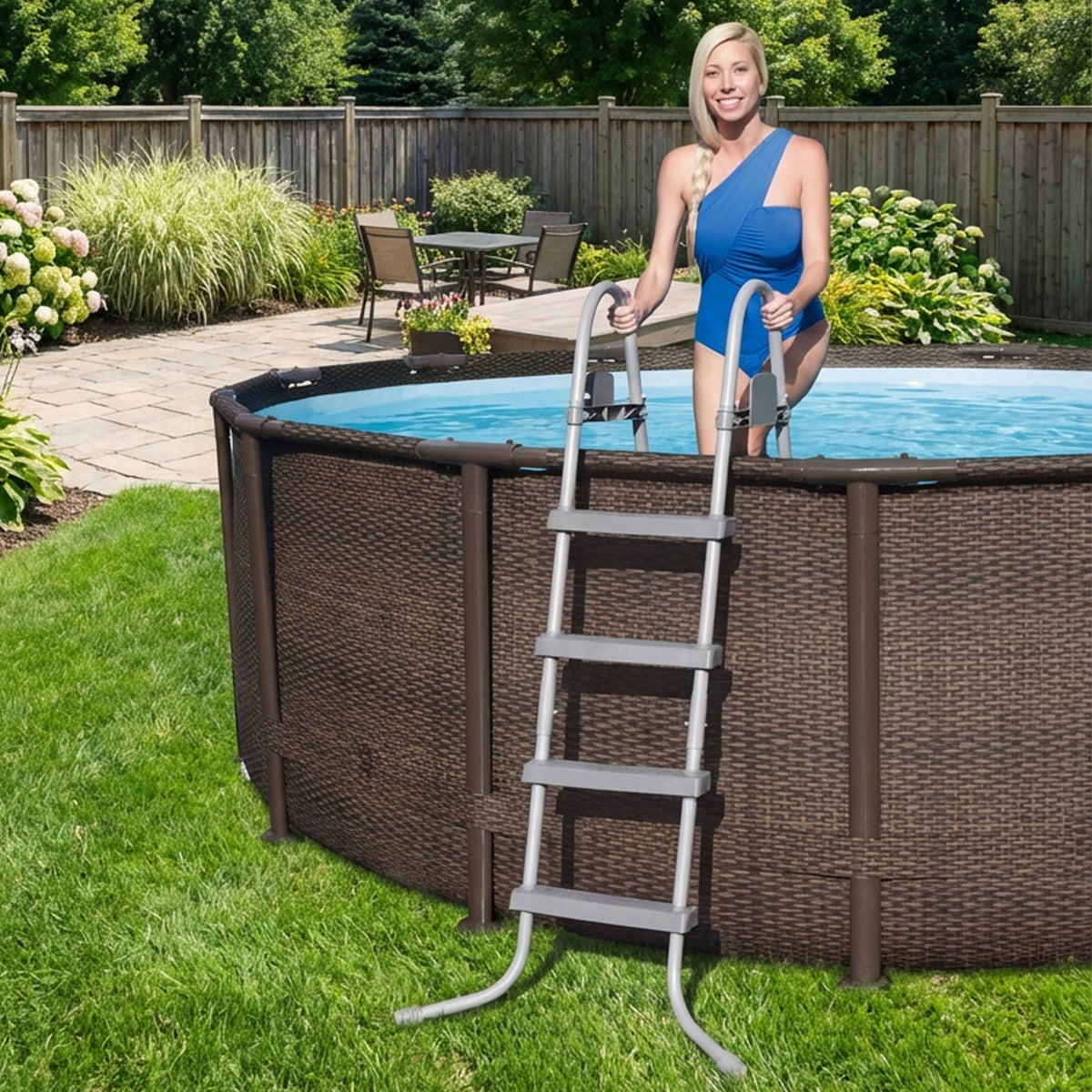 Power Steel 14 Foot Round Above Ground Pool Set with Filter Pump & Cover — product view 3